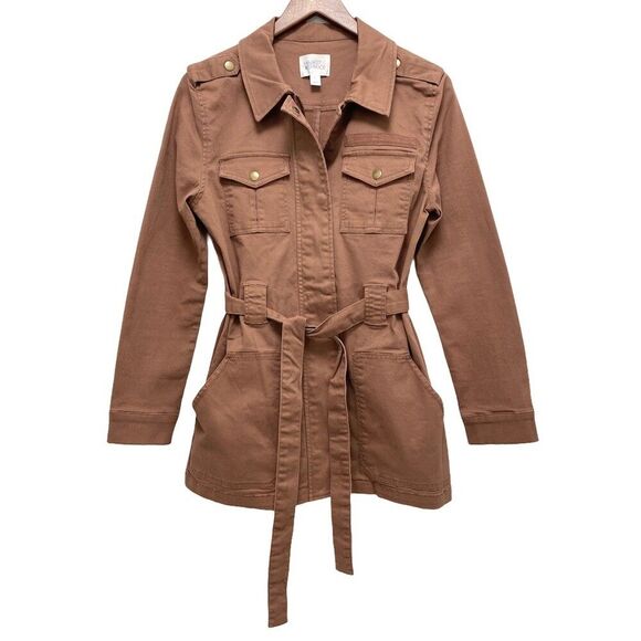 Market & Spruce Bambi Belted Cargo Utility Jacket Mauve Outdoor Casual Size S - Picture 4 of 12